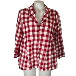 Tuckernuck Pomander Place gingham apple red check scarlet button down blouse M